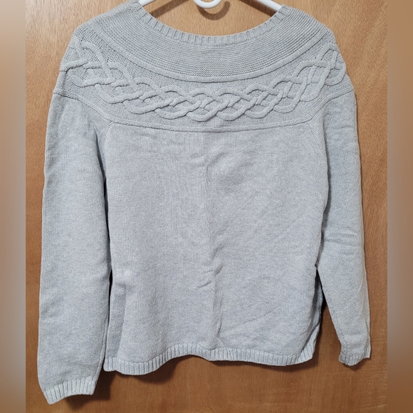 Talbots Gray Long Sleeve Knit Sweater Petite Large - Picture 2 of 9